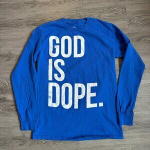 God Is Dope Long Sleeve T Shirt - Royal Blue - Small
